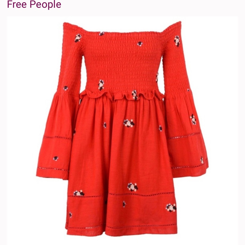 NWT FREE PEOPLE COUNTING DAISIES EMBROIDERED DRESS - Picture 7 of 12